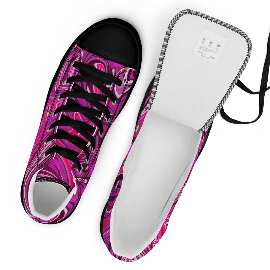 Women's High Top Canvas Shoes - Pink and Purple Digital Fluid Art product image (10)