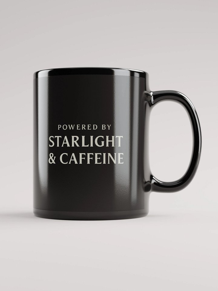 Powered by Starlight and Caffeine Mug – Space Lover’s Coffee Cup | Minimal Sci-Fi Design product image (1)
