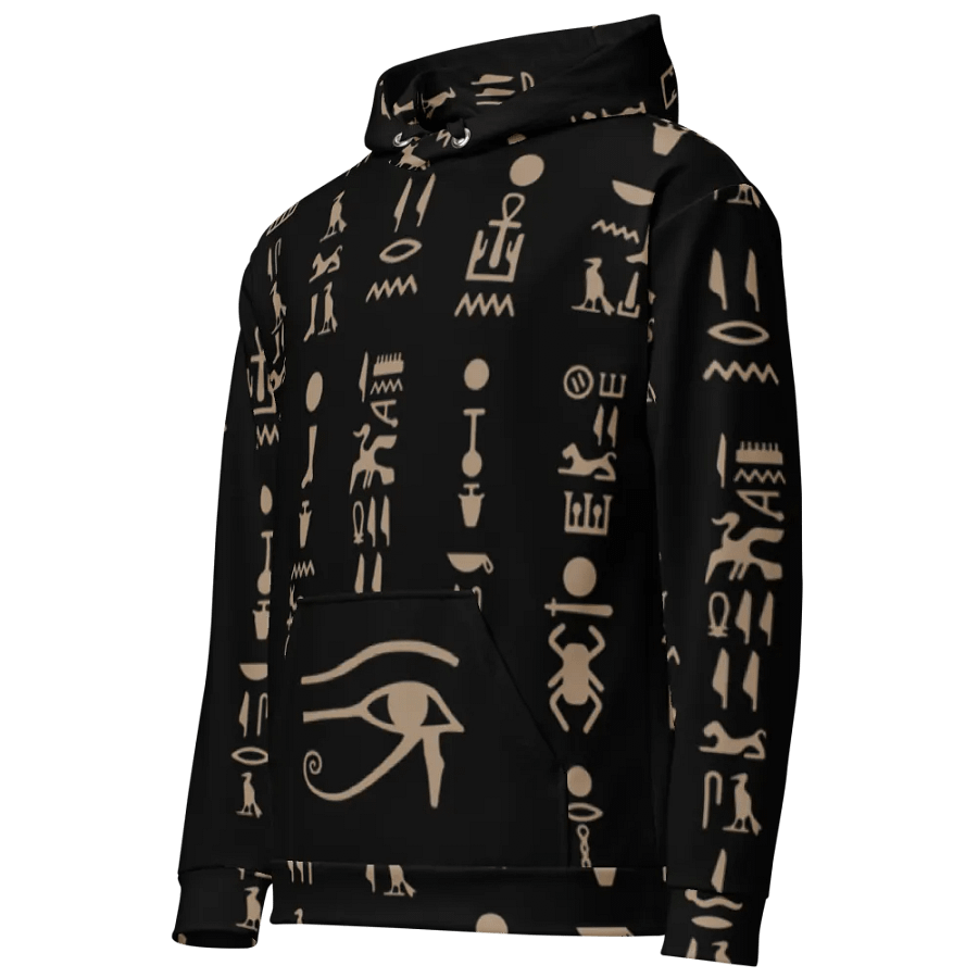 Isis Black Hieroglyphs All-Over Print Unisex Hoodie product image (2)