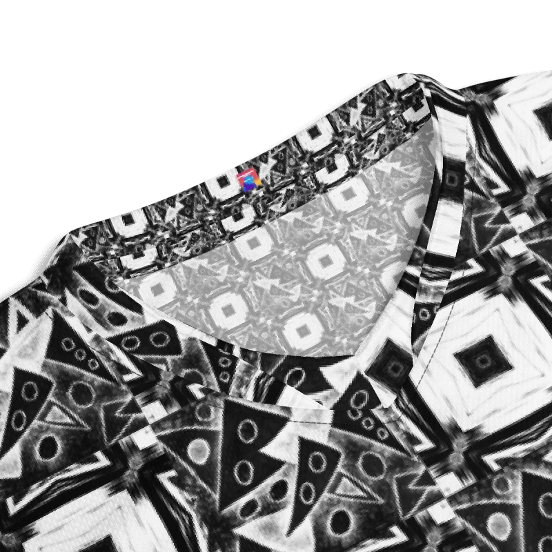 Abstract Black and White Triangles with Squares Unisex V Neck Sports Jersey product image (16)