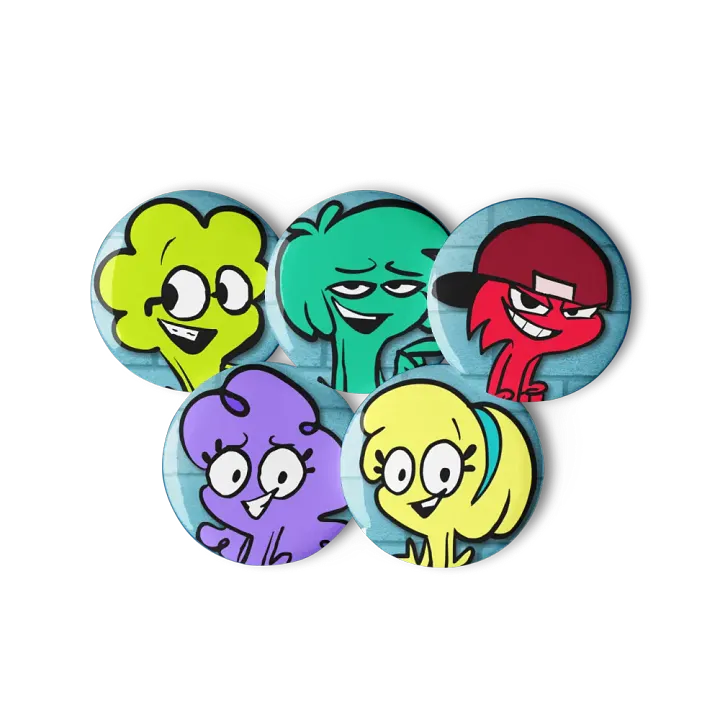 Cartoon Safety Pin Buttons Set 2 product image (1)