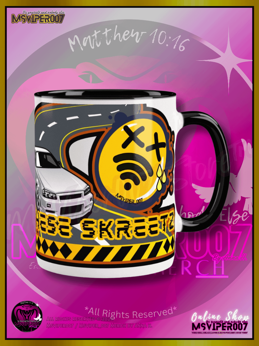 Mug - MsViper007's "Lag Be Real in these Skreetz [yellow]" Hot Beverage Mug with color inside by Anna H. product image (3)