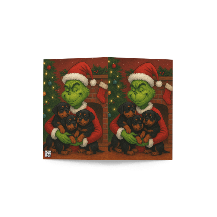 Grinch & Rottweiler puppies Festive Greeting Card product image (4)