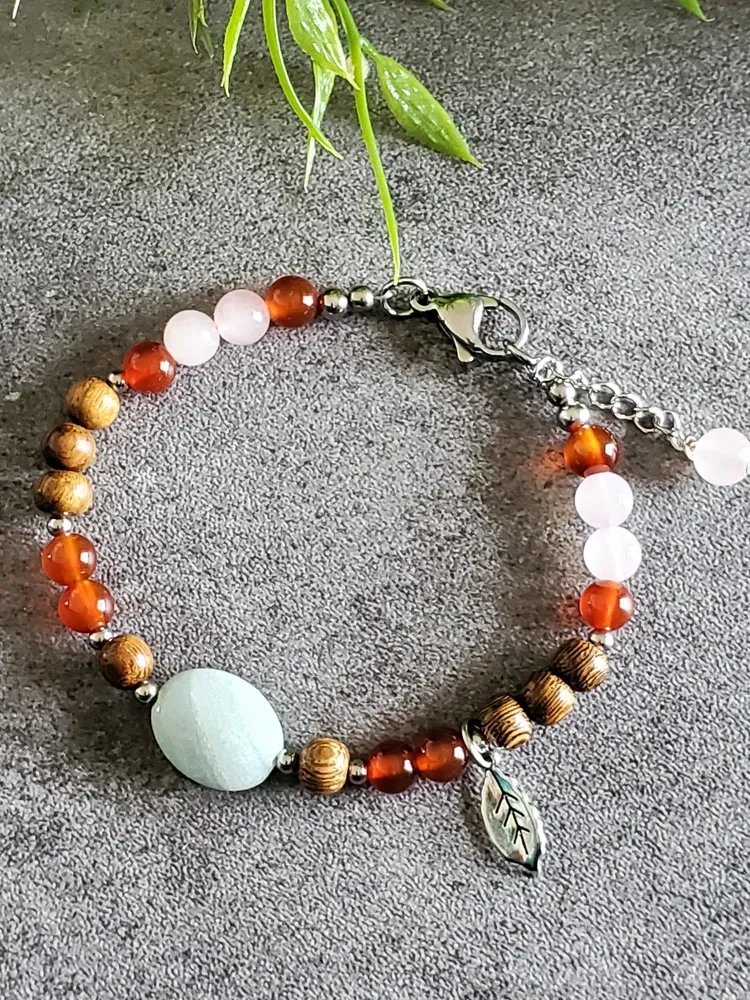 Release & Renew Bracelet – Amazonite, Rose Quartz & Carnelian | Emotional Healing | Inner Strength | Renewal Jewelry product image (1)