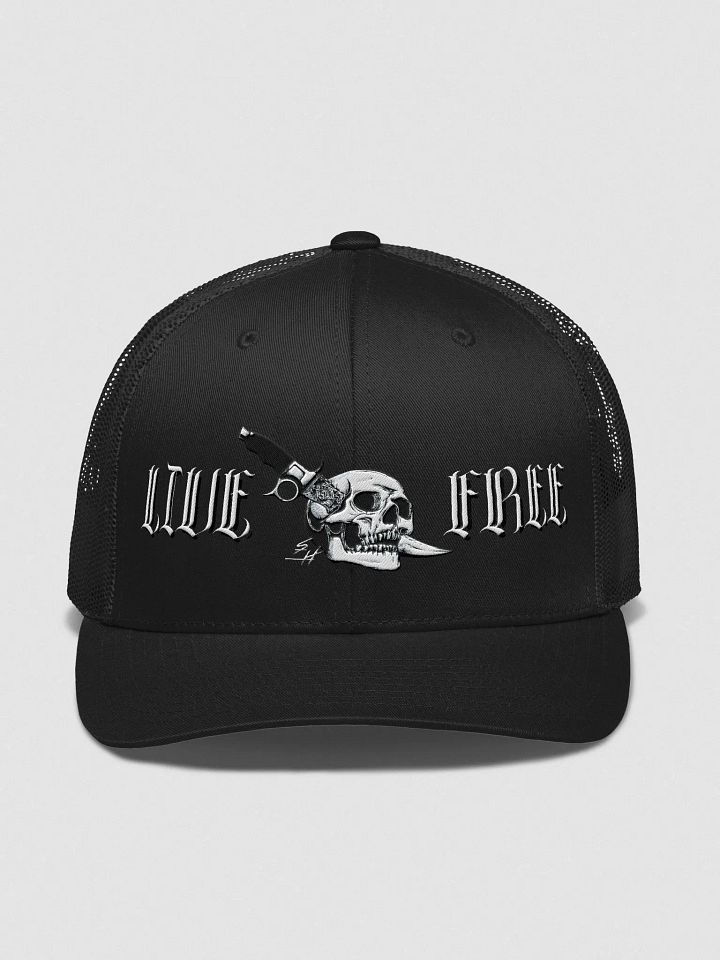 LIVE FREE Trucker Hat w/ Embroidered Skull & Knife product image (1)