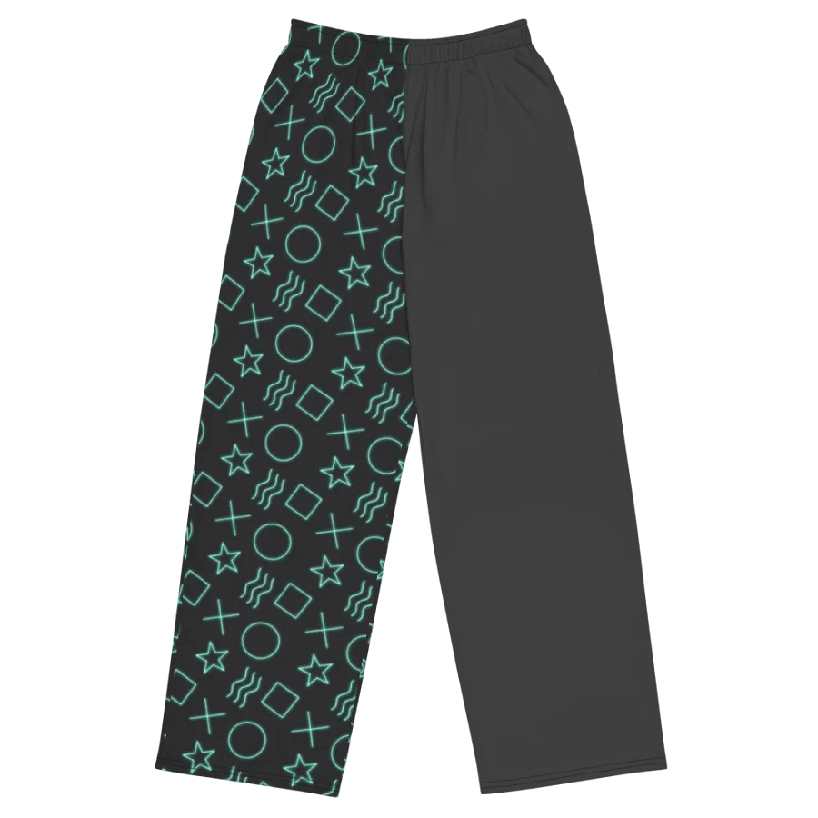 ESP Card Pattern Half Print Half Solid Unisex Wide-Leg Pants—Minty Edition product image (1)