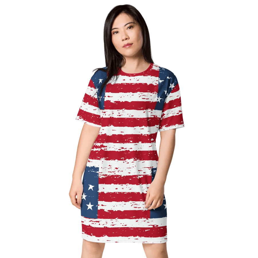 Geaux 31 (On Back) - Vintage Flag Pattern Patriots T-Shirt Dress product image (1)
