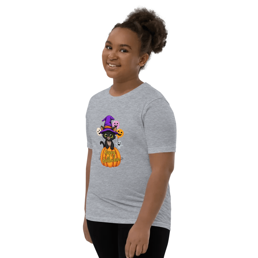 Witchy Sitting Pumpkin Cat Youth T-shirt product image (11)