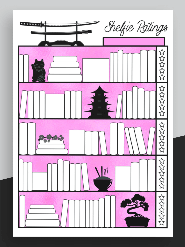 Shelfie Ratings Book Tracker TWO, Printable Bookcase Journal Log with 7 Themes product image (6)