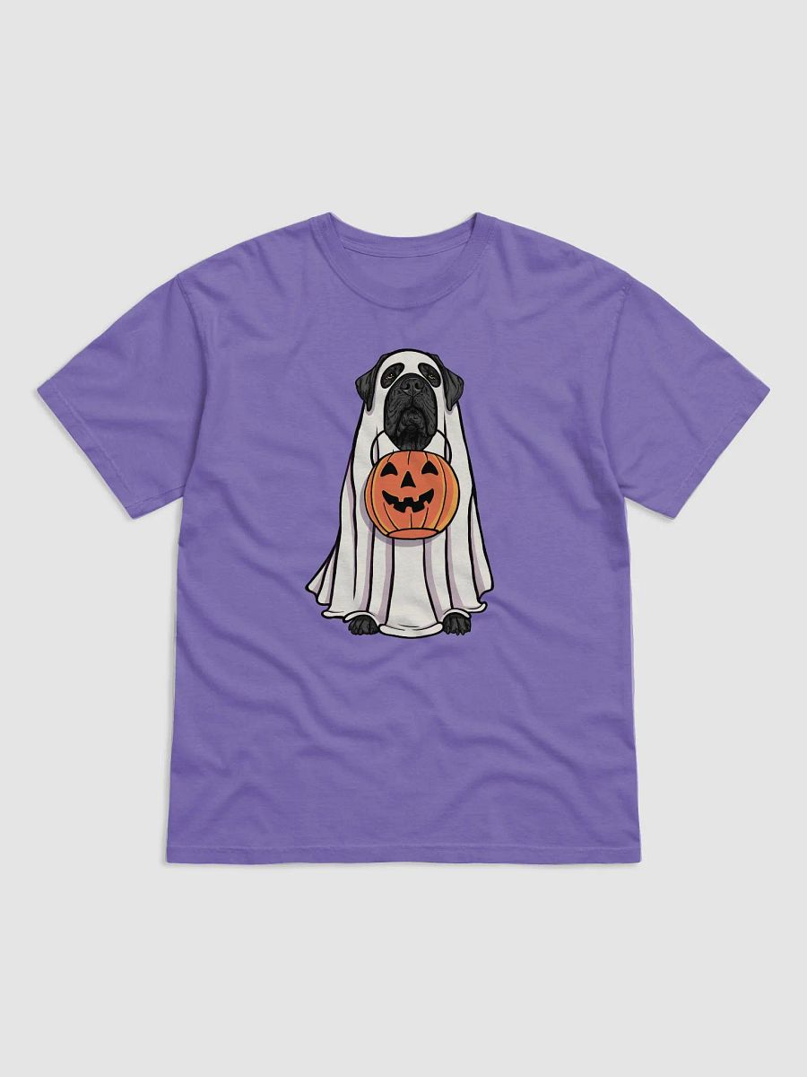 Funny Halloween Neapolitan Mastiff(Black) T-Shirt | Funny Dog Wearing a Ghost Costume and Holding a Pumpkin Basket product image (26)