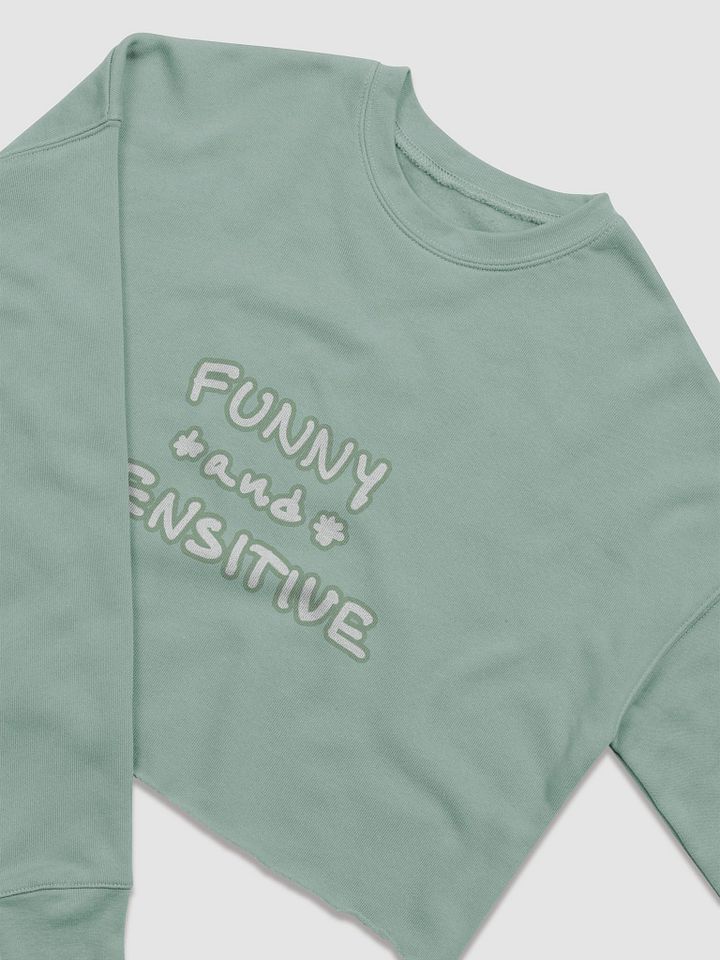 FUNNY *and* SENSITIVE (lined design, #96B697) women’s fleece crop sweatshirt product image (9)