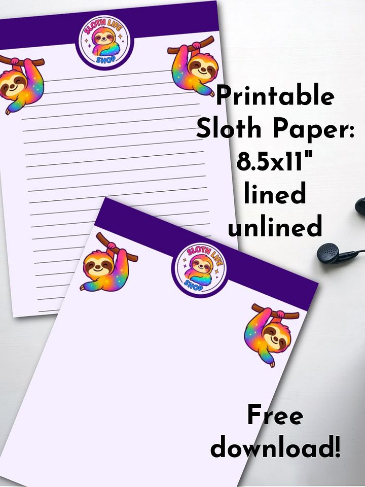 Sloth Life Printable Stationery Set – Free Download! product image (1)