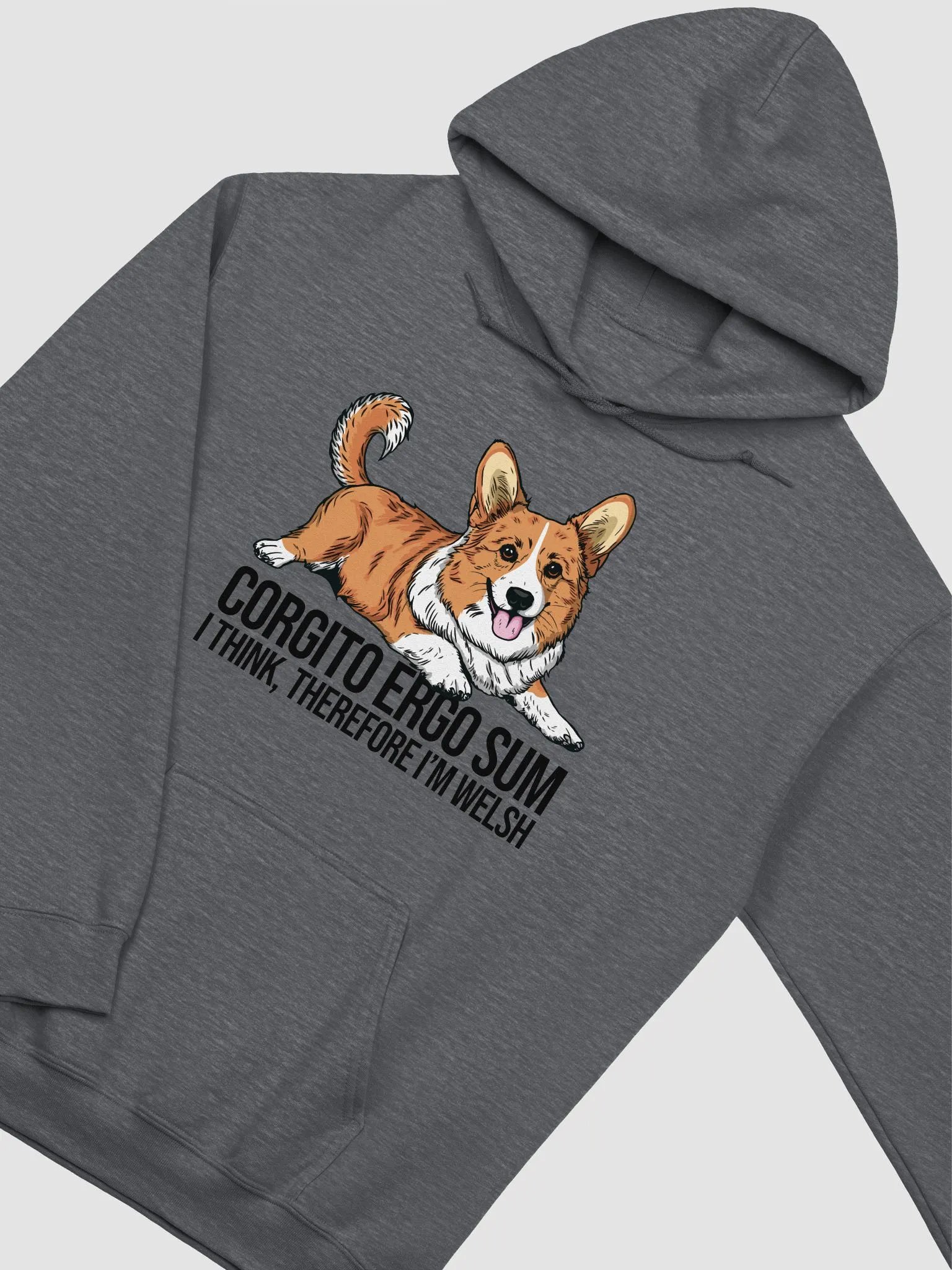 Corgito Ergo Sum Hooded Sweatshirt of a Cardigan Welsh Corgi | Funny Hoodie for Herding Dog Paw-rents product image (5)