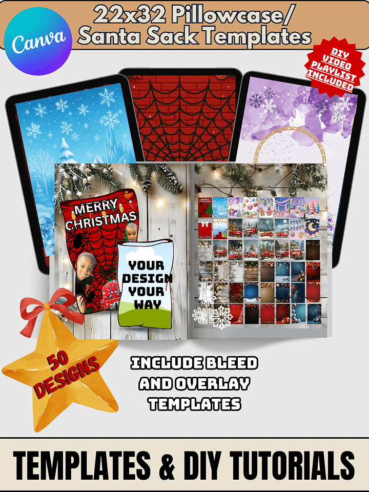 (50) 22 x 34 Inch Sublimation Holiday Santa Sack Templates product image (2)