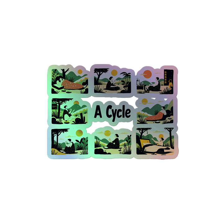 Nature-Inspired Life Cycle Art | Harmonious Illustration Holographic Sticker product image (2)