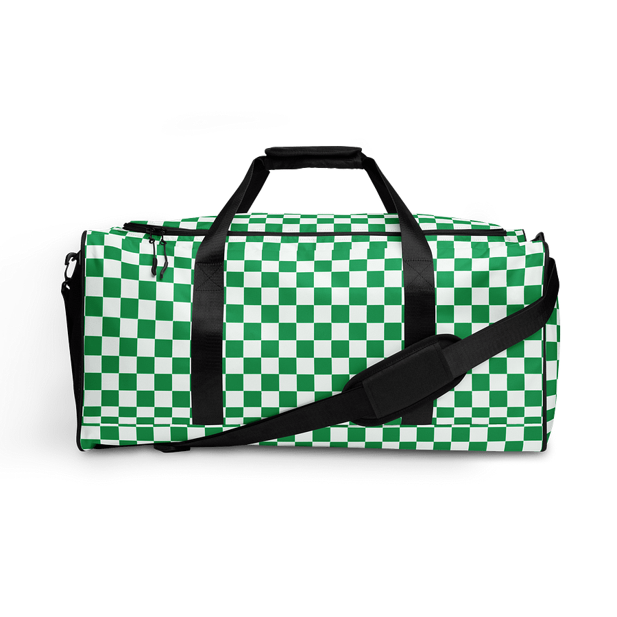 Checkered! Green and White Checkers Duffel Bag product image (1)