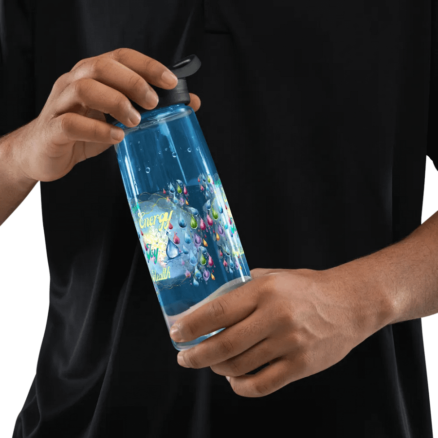 Camelback water bottle with beautiful swirly blue water drop splash and drops design featuring ' Need  Energy Love He product image (8)