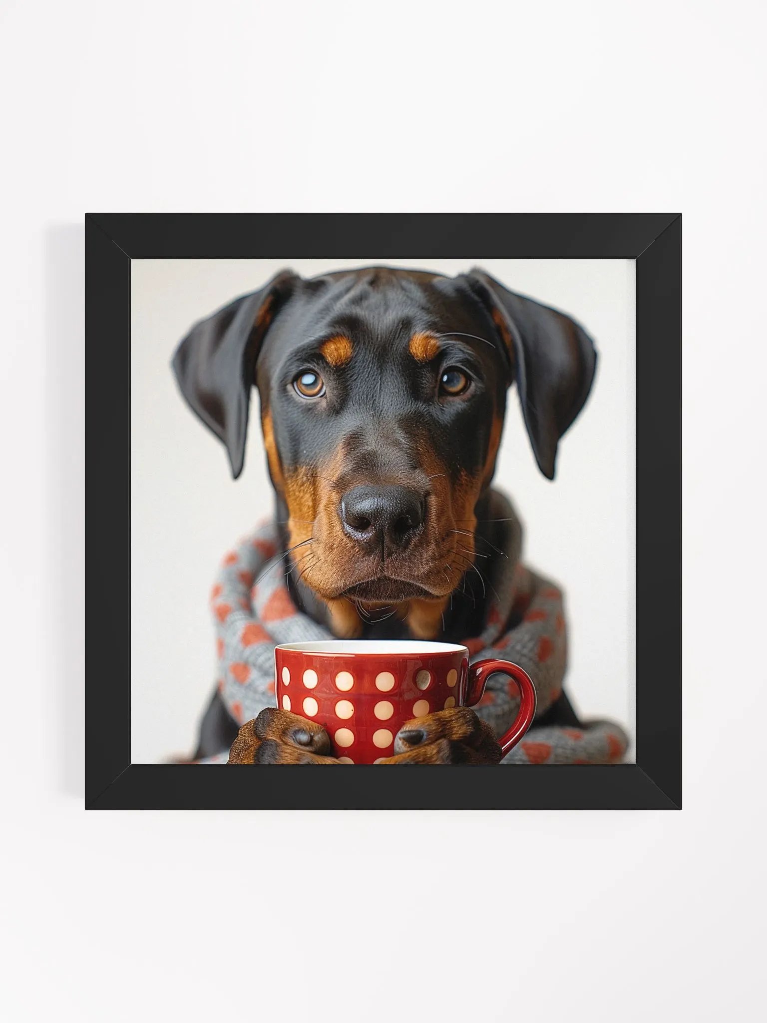 Coffee Lover Doberman Pinscher Dog Framed Wall Art product image (1)