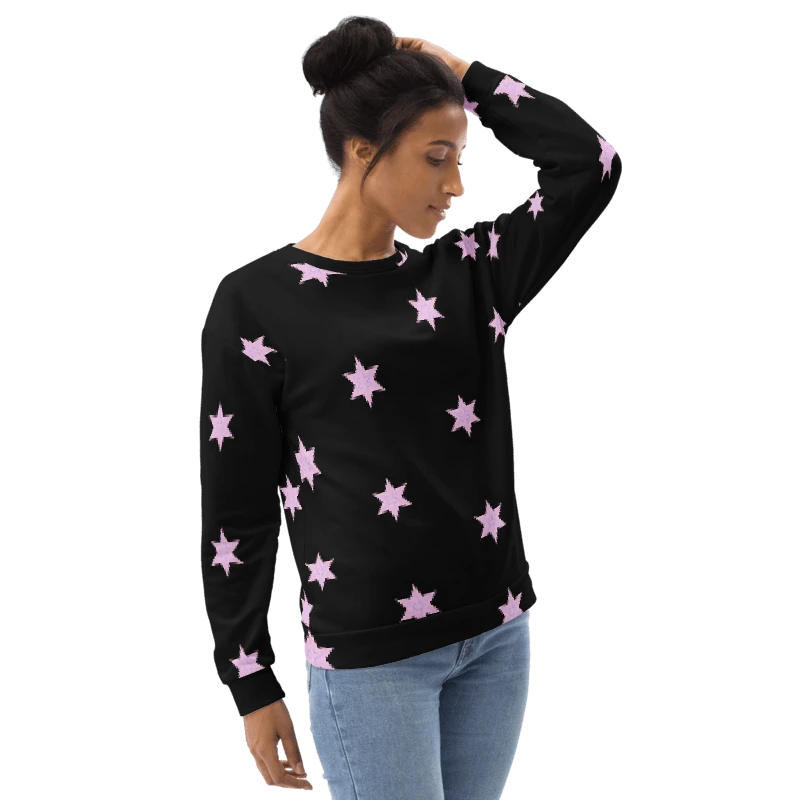 Abstract Repeating Pink Stars Unisex All Over Print Sweatshirt product image (2)