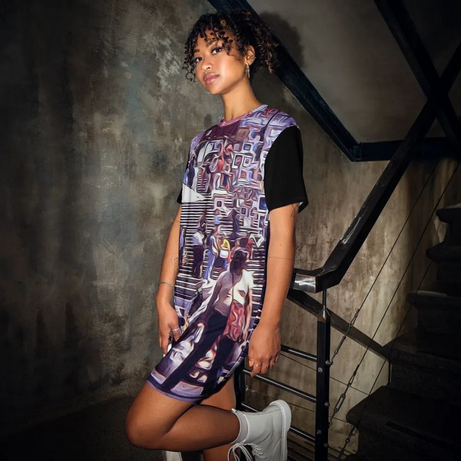 Art Market Spanish Steps Rome 1970s Tshirt Dress product image (2)