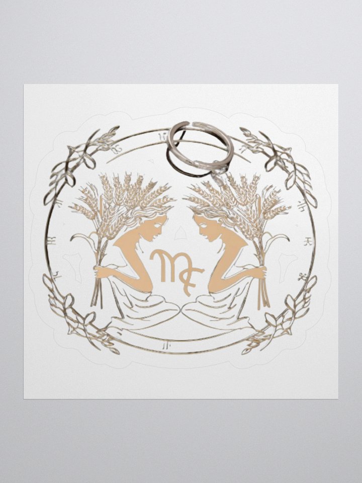 Virgo Zodiac Sticker - Maiden with Wheat & Floral - Durable Vinyl product image (3)