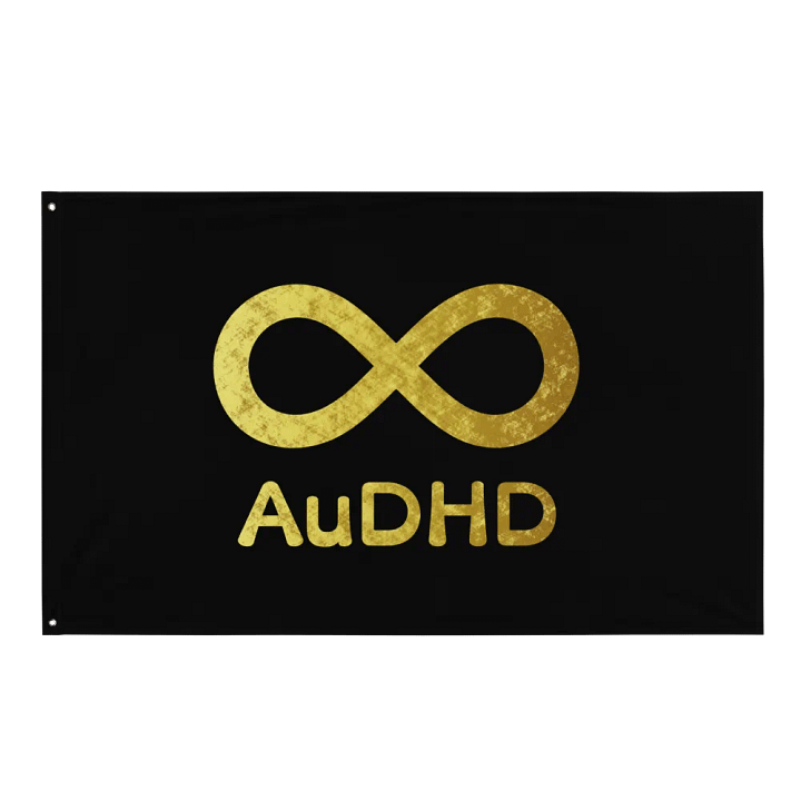 Golden Infinity AuDHD Flag (Black) product image (1)