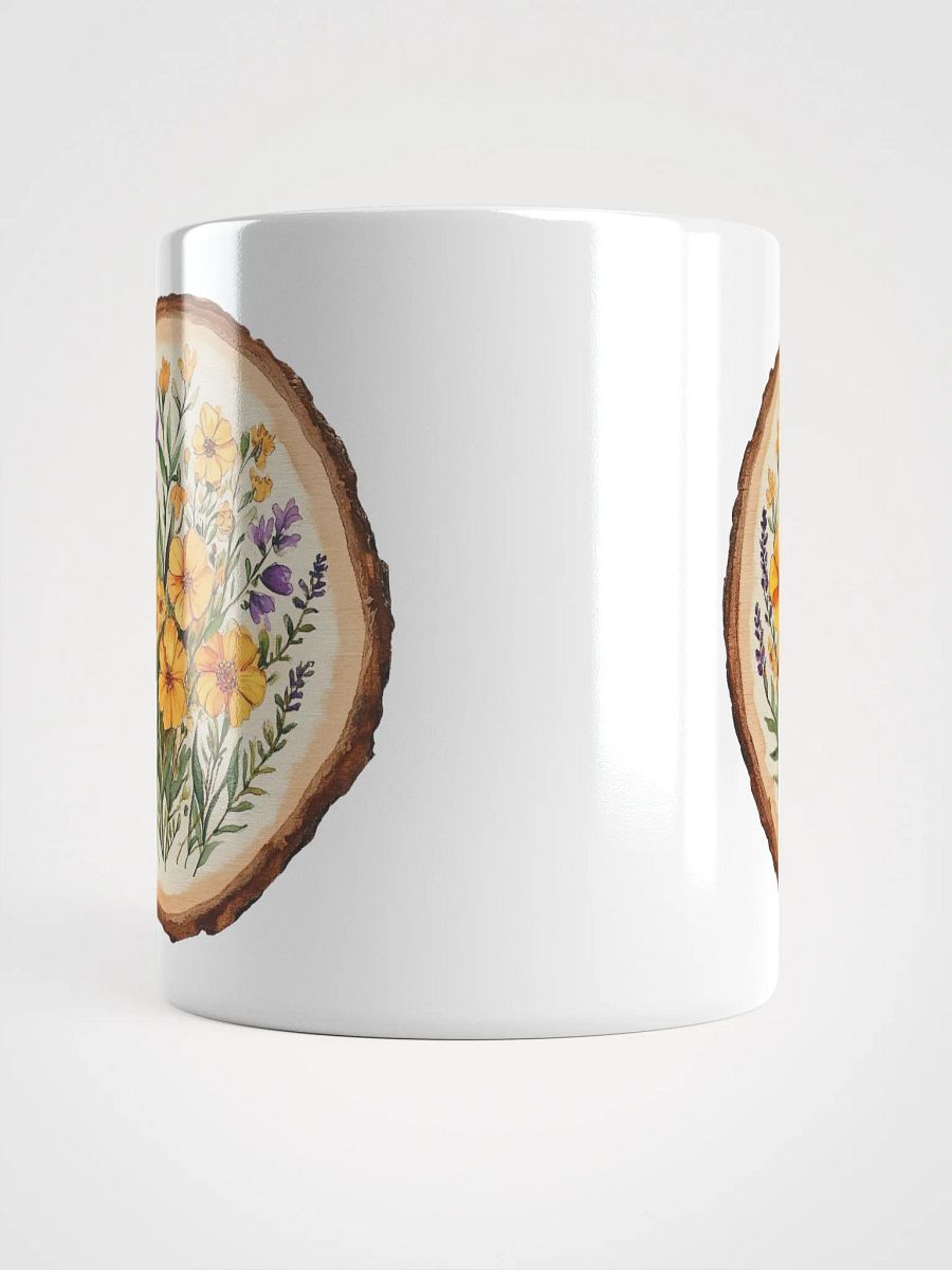 Yellow Orange Wildflower Round Wood Art Ceramic Mug product image (14)