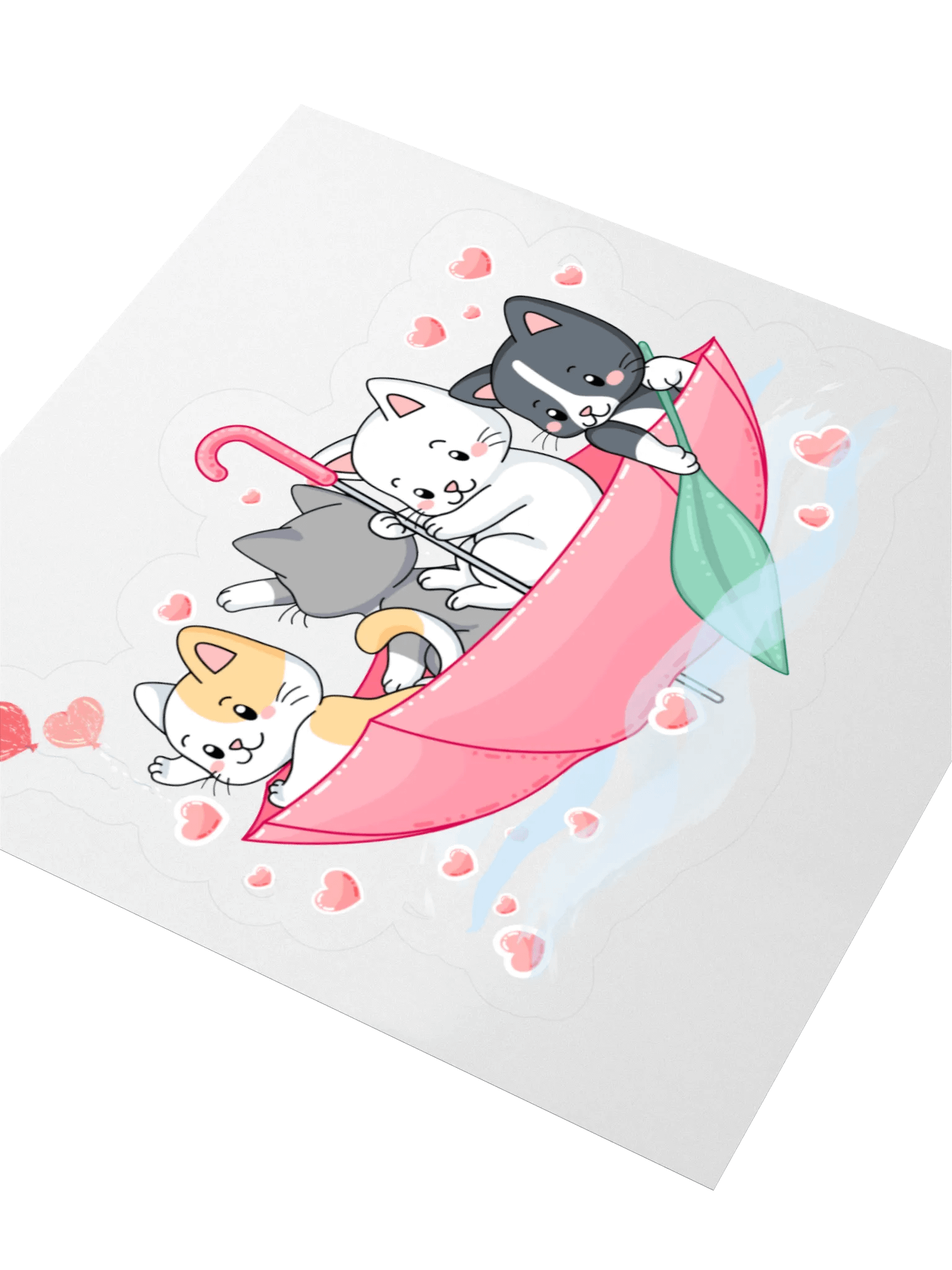 Whimsical Cats in Umbrella Boat Stickers product image (8)