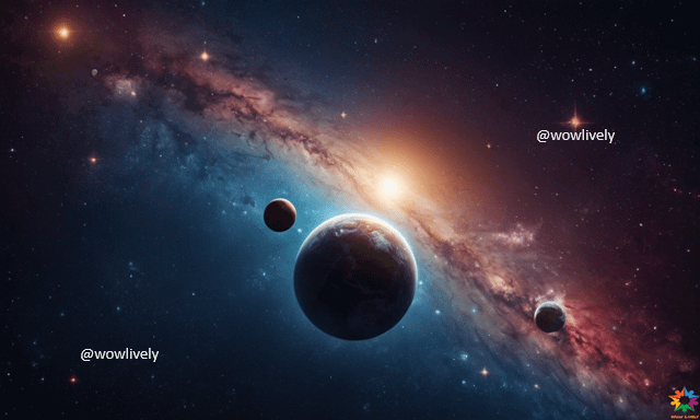 Planets and galaxies in vast space product image (1)