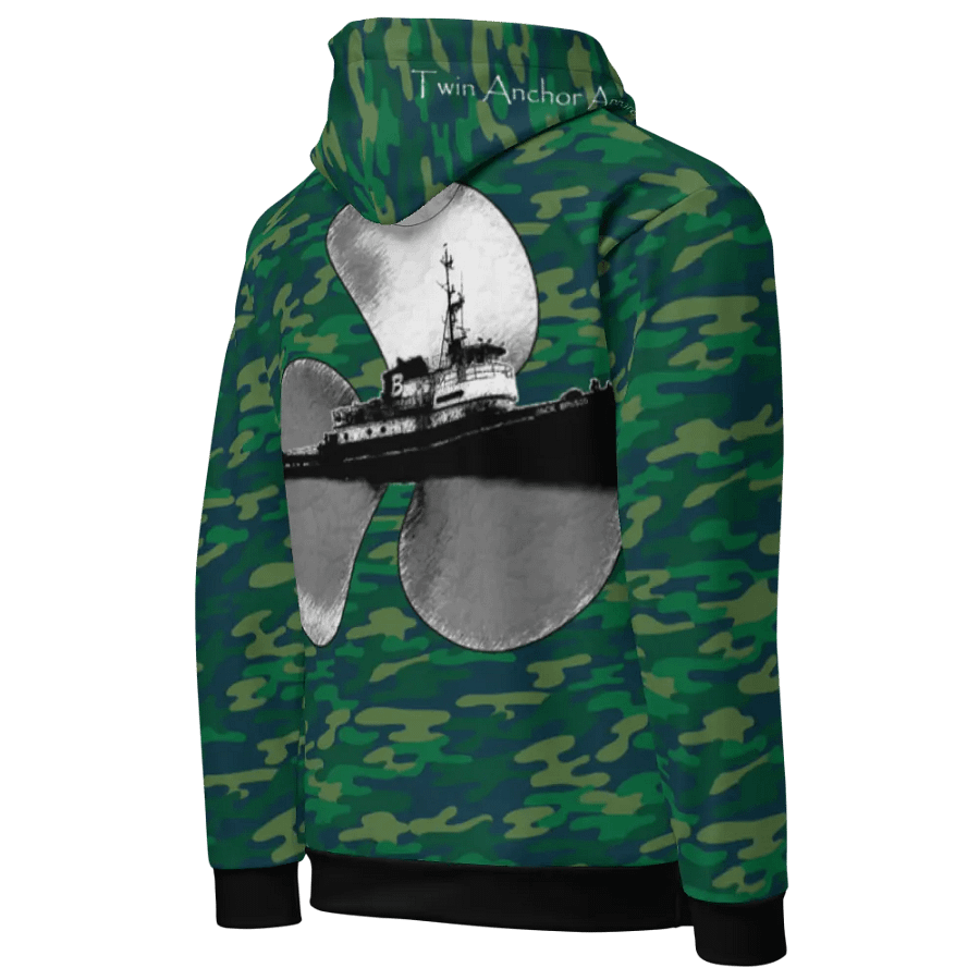 Teal Camouflage Three blade prop & Jack tug Hoodie product image (8)