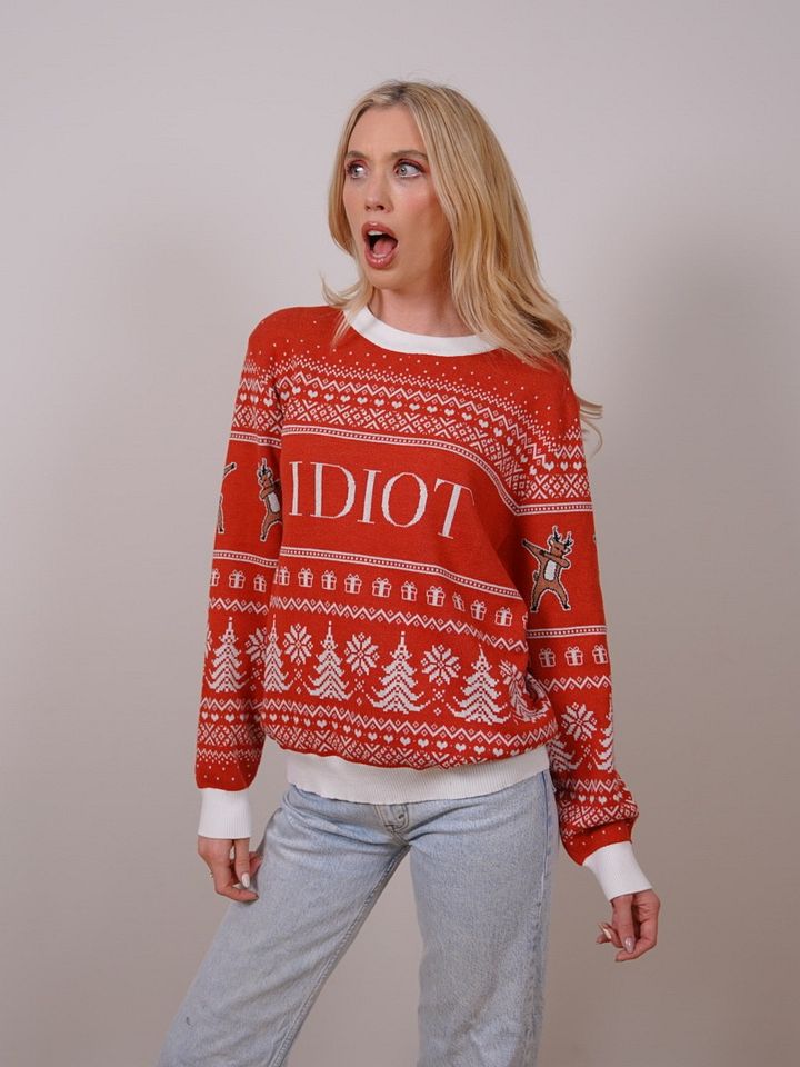 Idiot Red Knit Sweater product image (1)