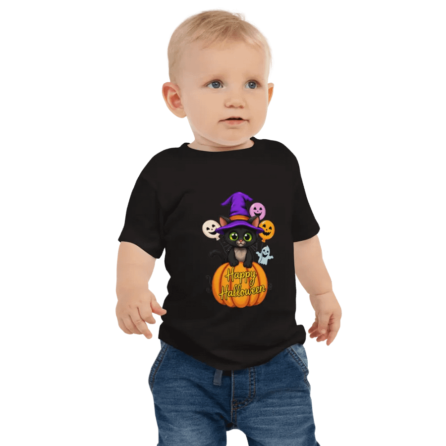 Witchy Cat Halloween Baby Tee product image (1)