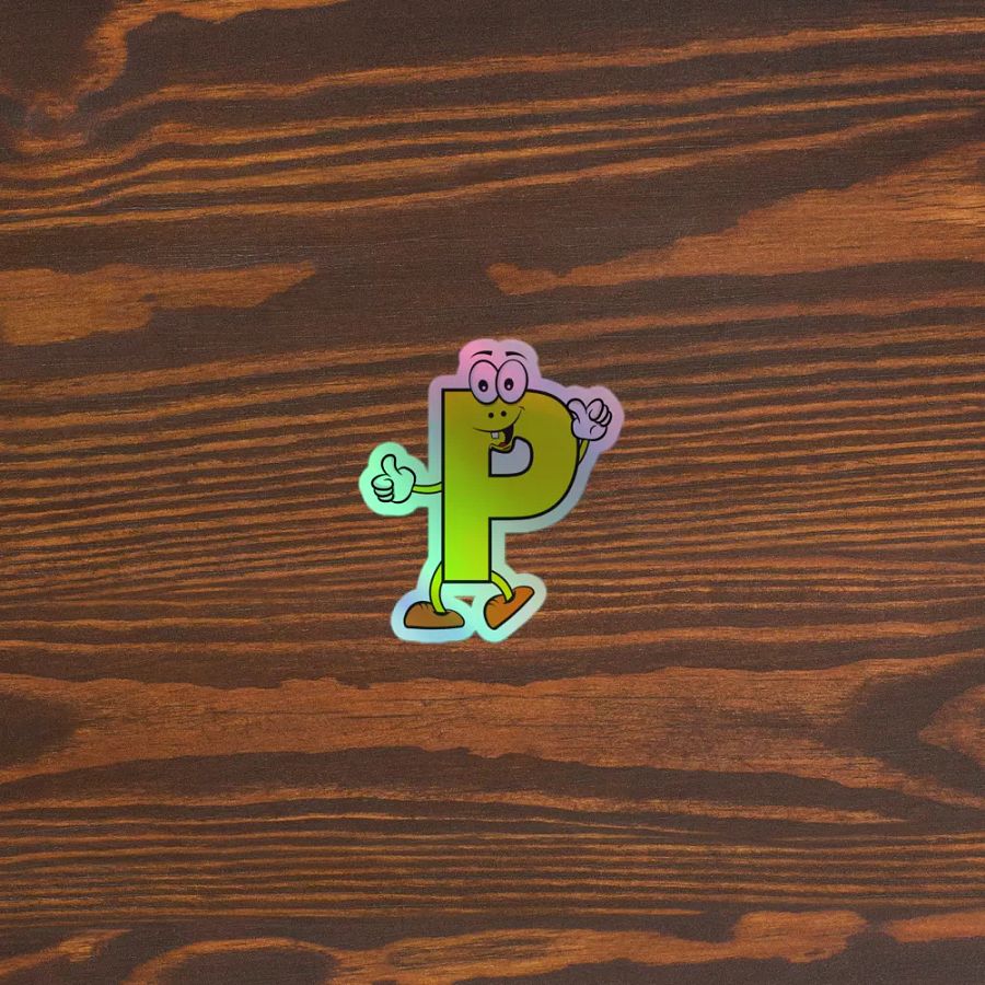 P Letter Cartoon Character Holographic Sticker product image (5)
