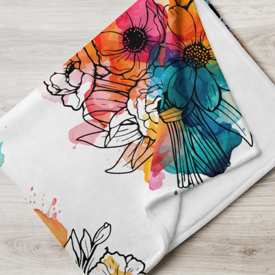 Ink Splatter Floral Bliss Throw Blanket product image (6)