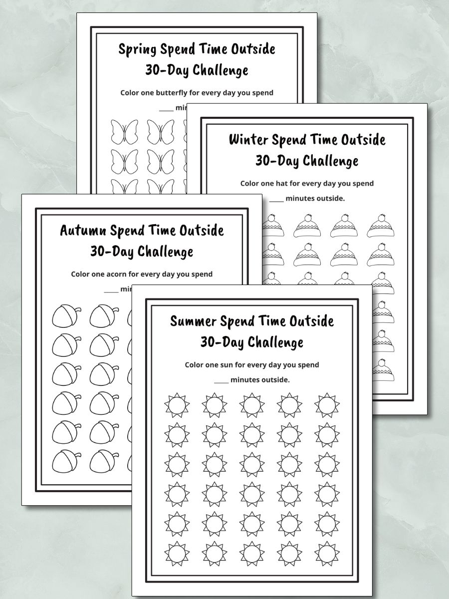 Printable Spend Time Outside – 30-Day Challenge Tracker (4-Season Pack) product image (2)