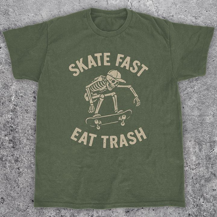 Skate fast eat trash, Funny skateboarding t-shirt, Unisex product image (1)