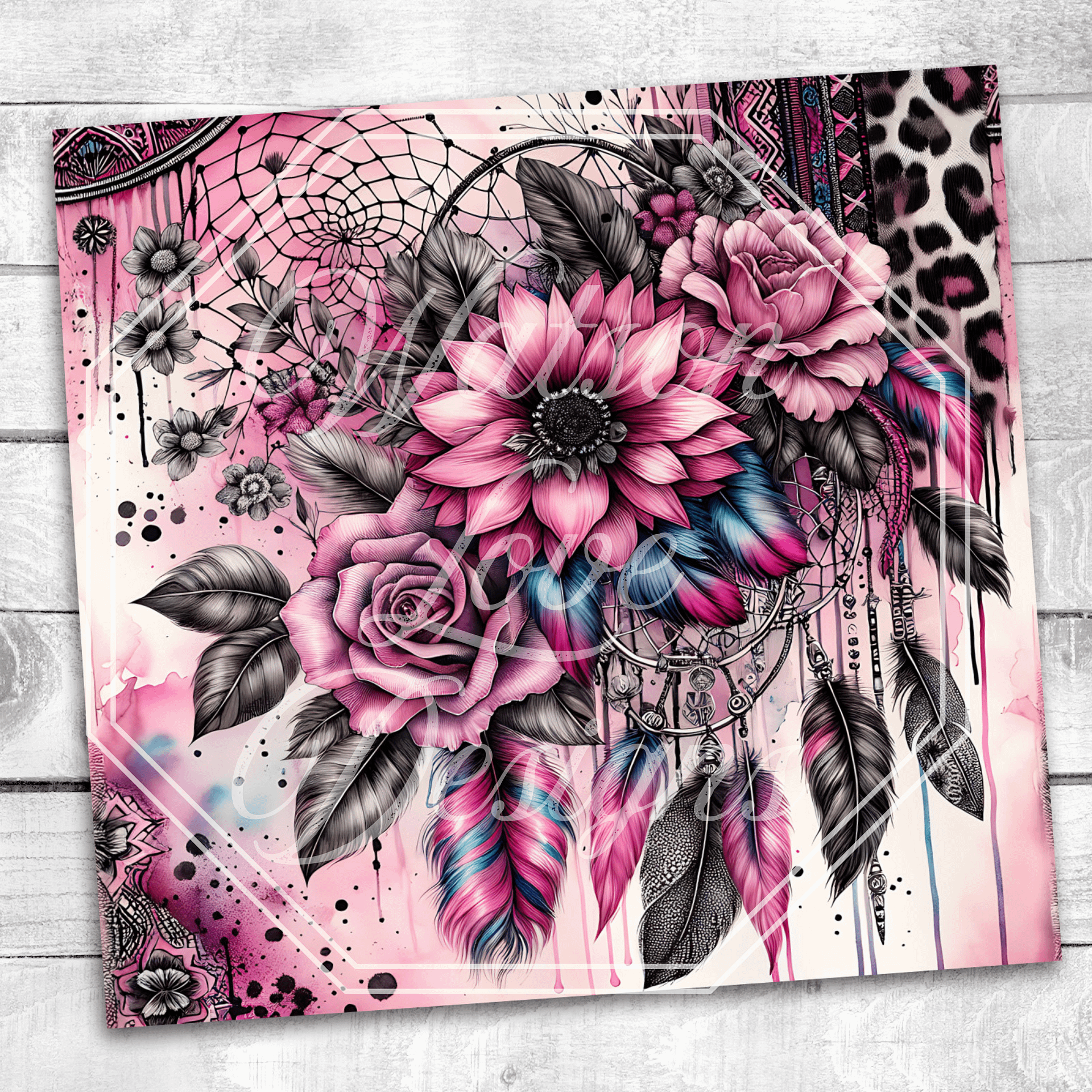 Dream Catcher 20 oz Skinny Tumbler Sublimation Design Digital Download PNG Instant DIGITAL ONLY Pink Dreamcatcher product image (3)