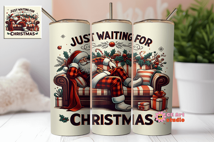 Just Waiting For Christmas Tumbler Wrap PNG product image (1)