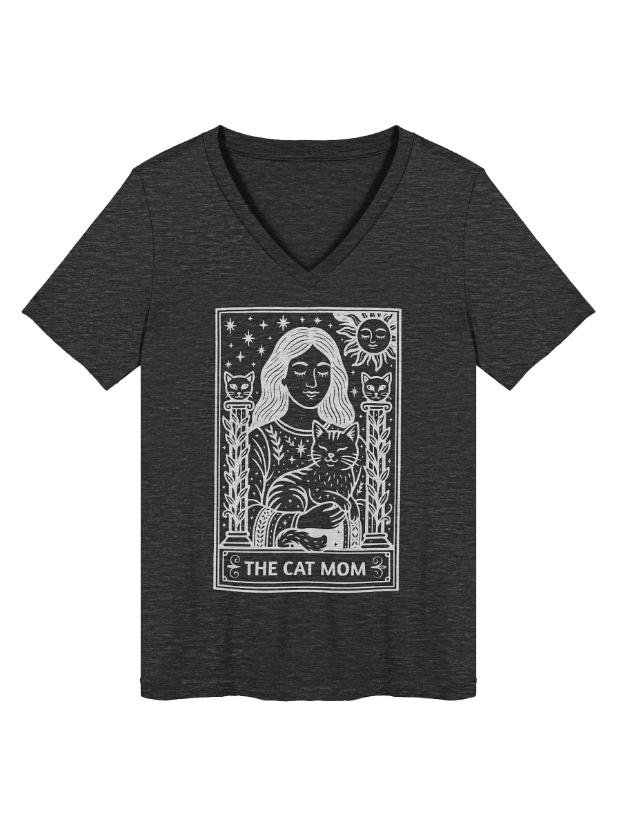 ✨ “V-Neck Cat Mom Tarot Tee [White Print]” product image (8)