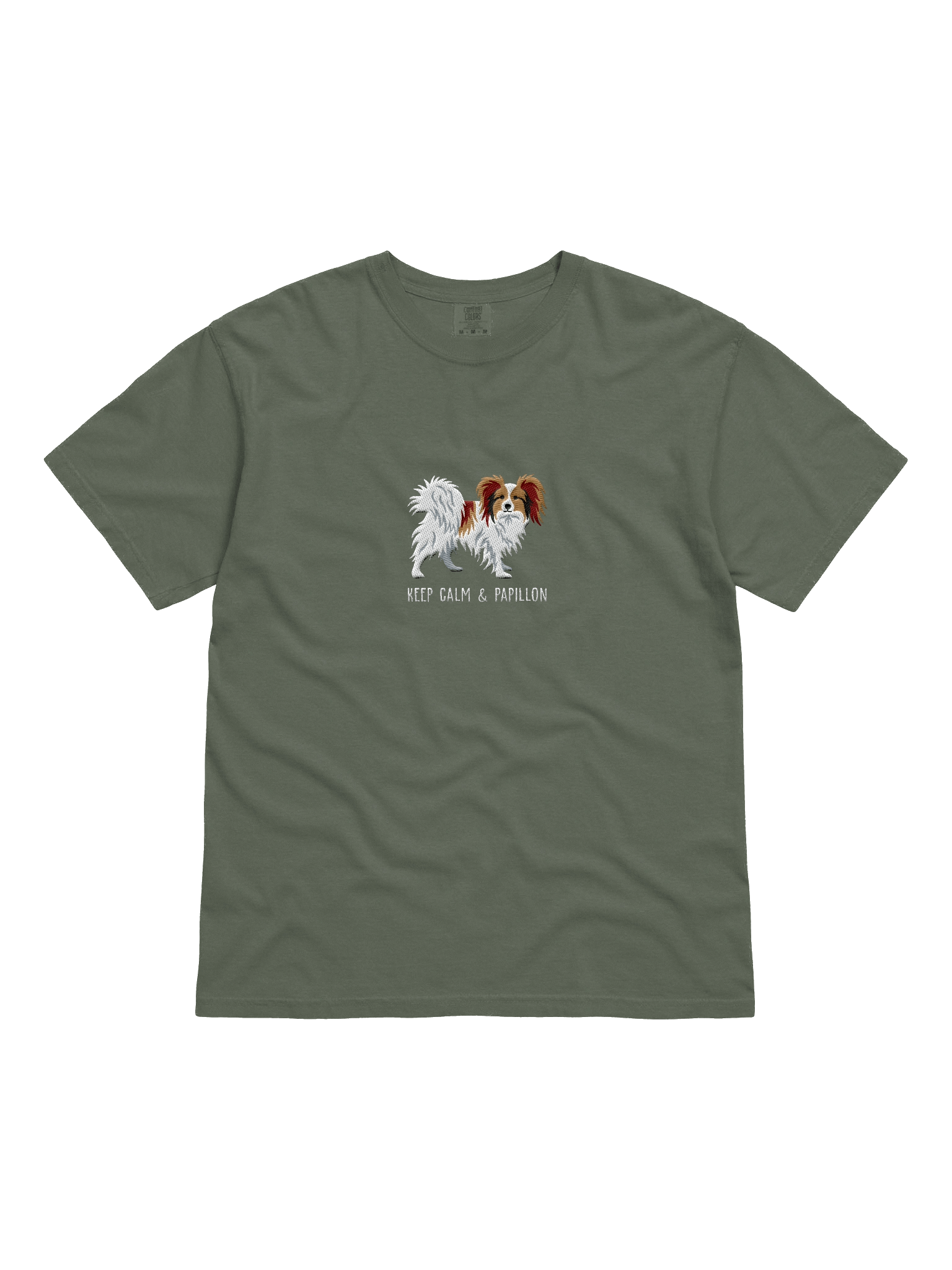 Keep Calm & Papillon T-Shirt(Embroidered) of a Papillon(Sable & White) product image (21)