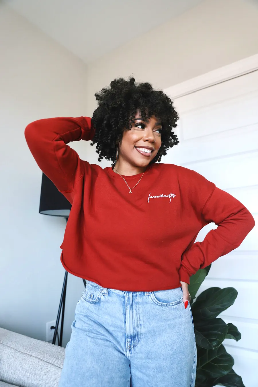 Faceovermatter Cropped Crewneck Brick faceovermatter