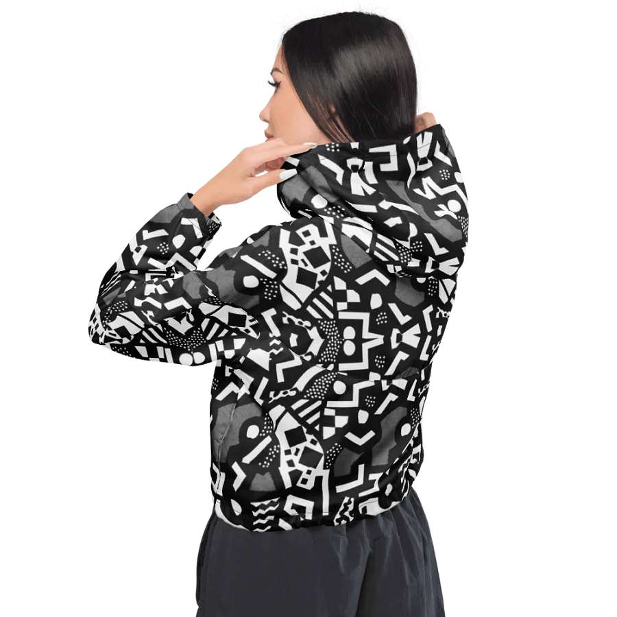 Monochrome 90s Vibes Crop Hoodie Windbreaker product image (4)