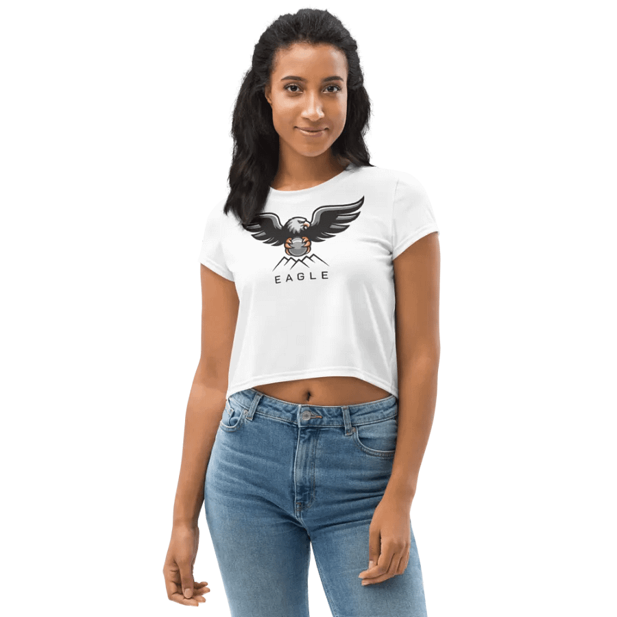 Eagle Women's Crop Tee - Bold Eagle Graphic on White product image (5)