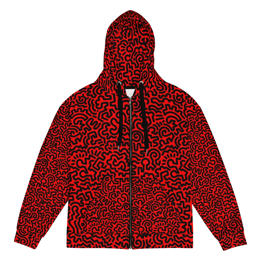 Black on red Doodle Zip Hoodie product image (1)