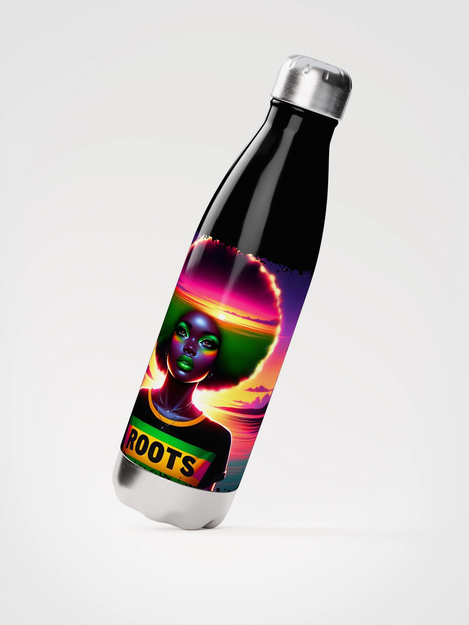 Neon Afro ROOTS Stainless Steel Water Bottle product image (4)