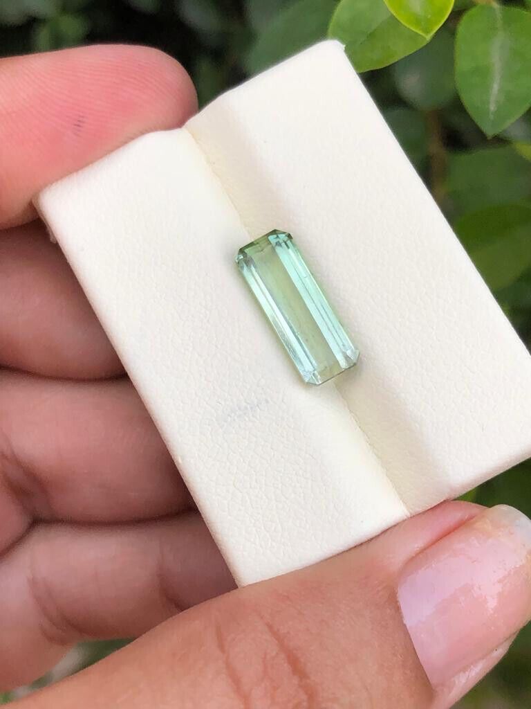 TOURMALINE GEMSTONE FOR PENDANT LITE GREEN EMERALD CUT SHINY NATURAL, 3.40 CARAT product image (7)