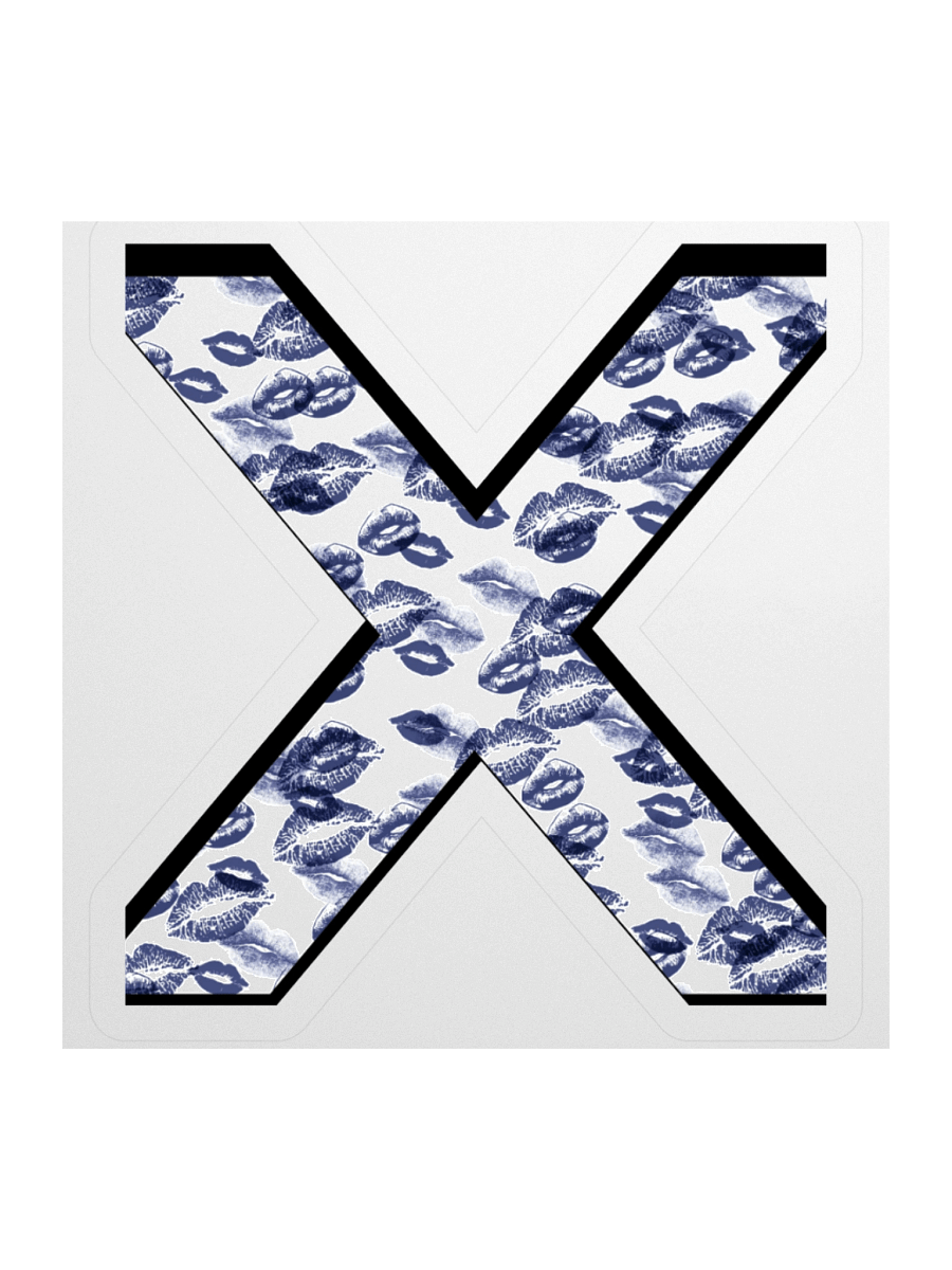 White X Dark Blue Lipstick Kisses | Kiss-cut Sticker product image (1)