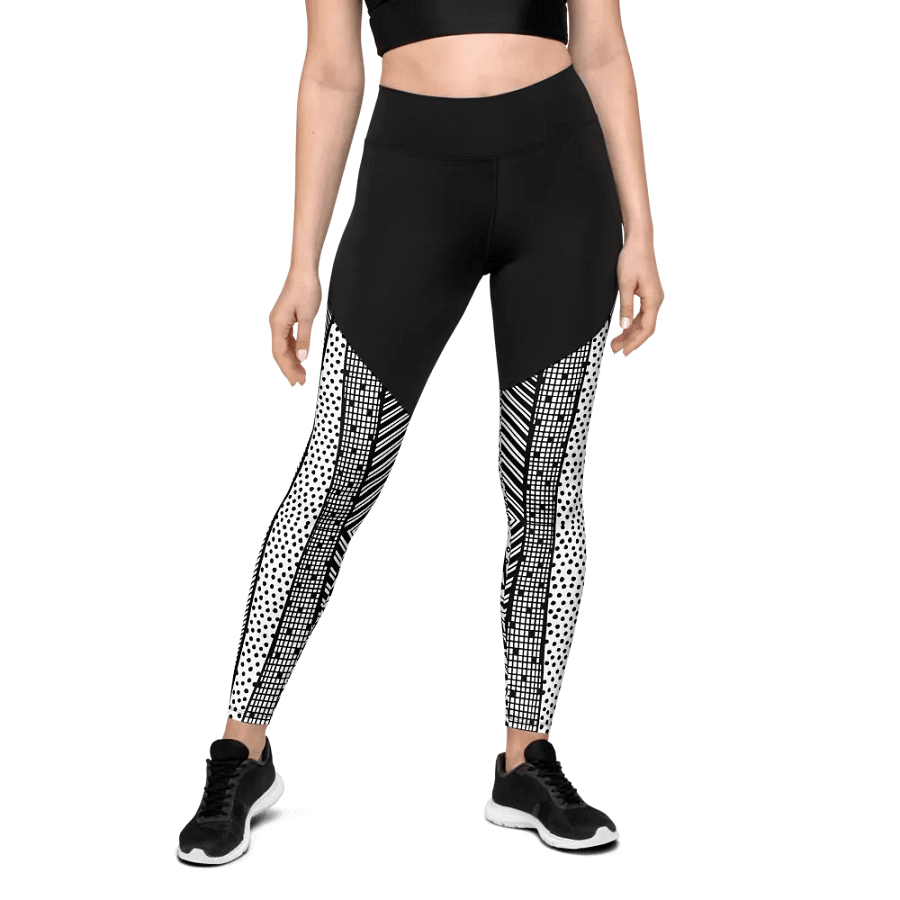 Modern pattern in black and white Sports Leggings product image (4)