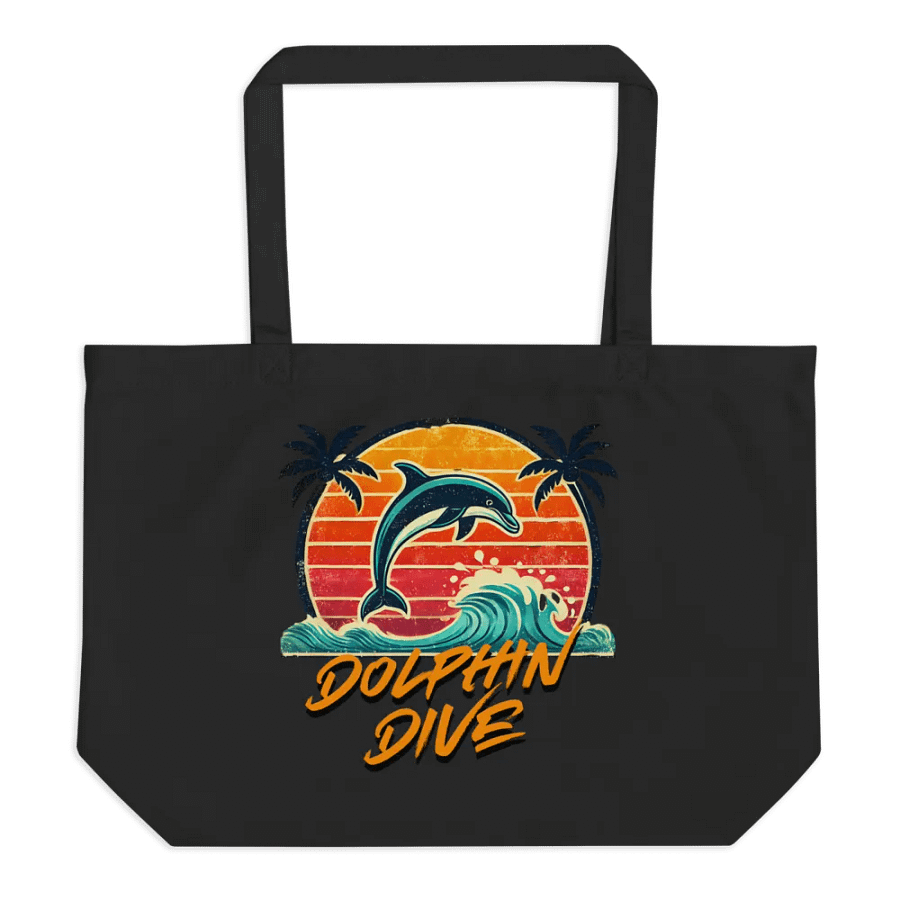 Retro Dolphin Dive Organic Tote product image (1)