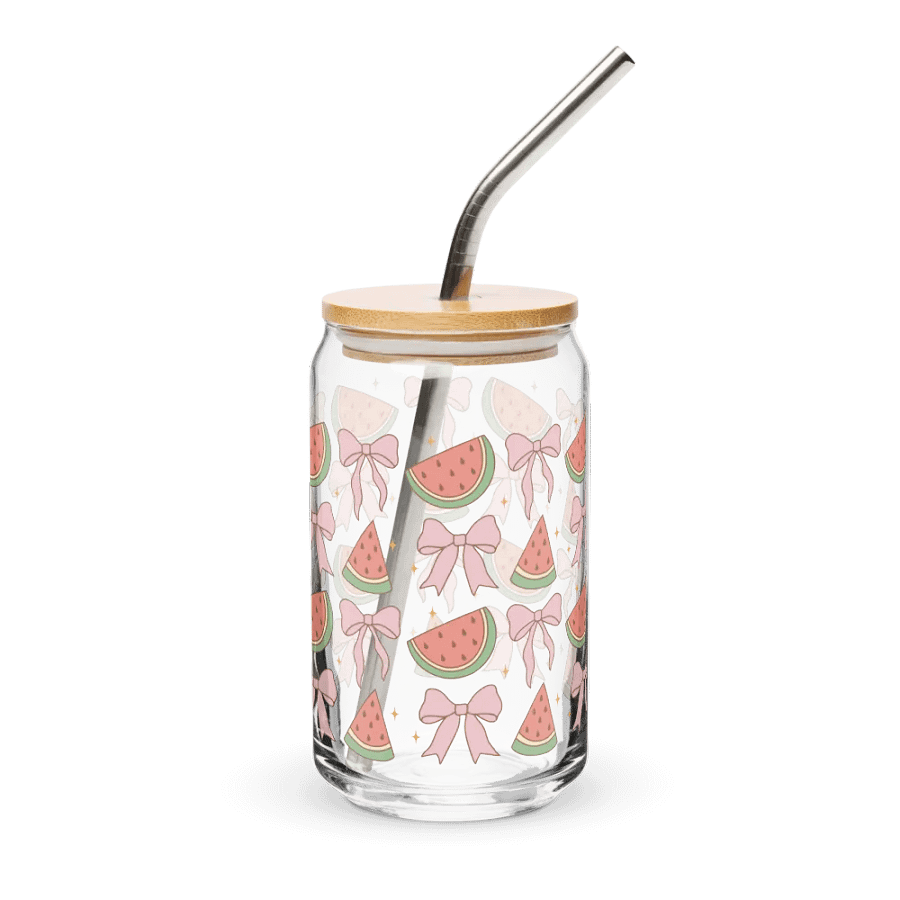 Bows & Watermelons Coquette Can-Shaped Glass (16oz) product image (4)